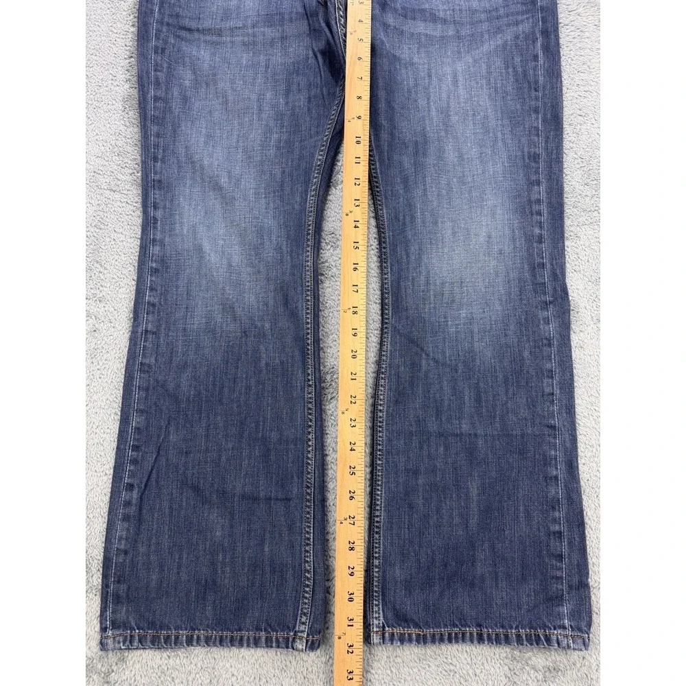 Levis 527 Jeans Men 36x32 Blue Slim Boot Distressed Whisker Denim Cowboy Western